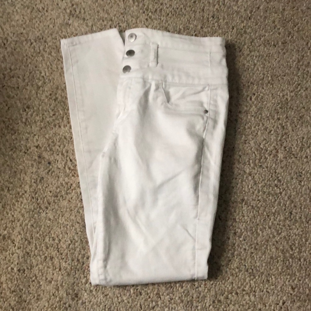 High waisted white jeans